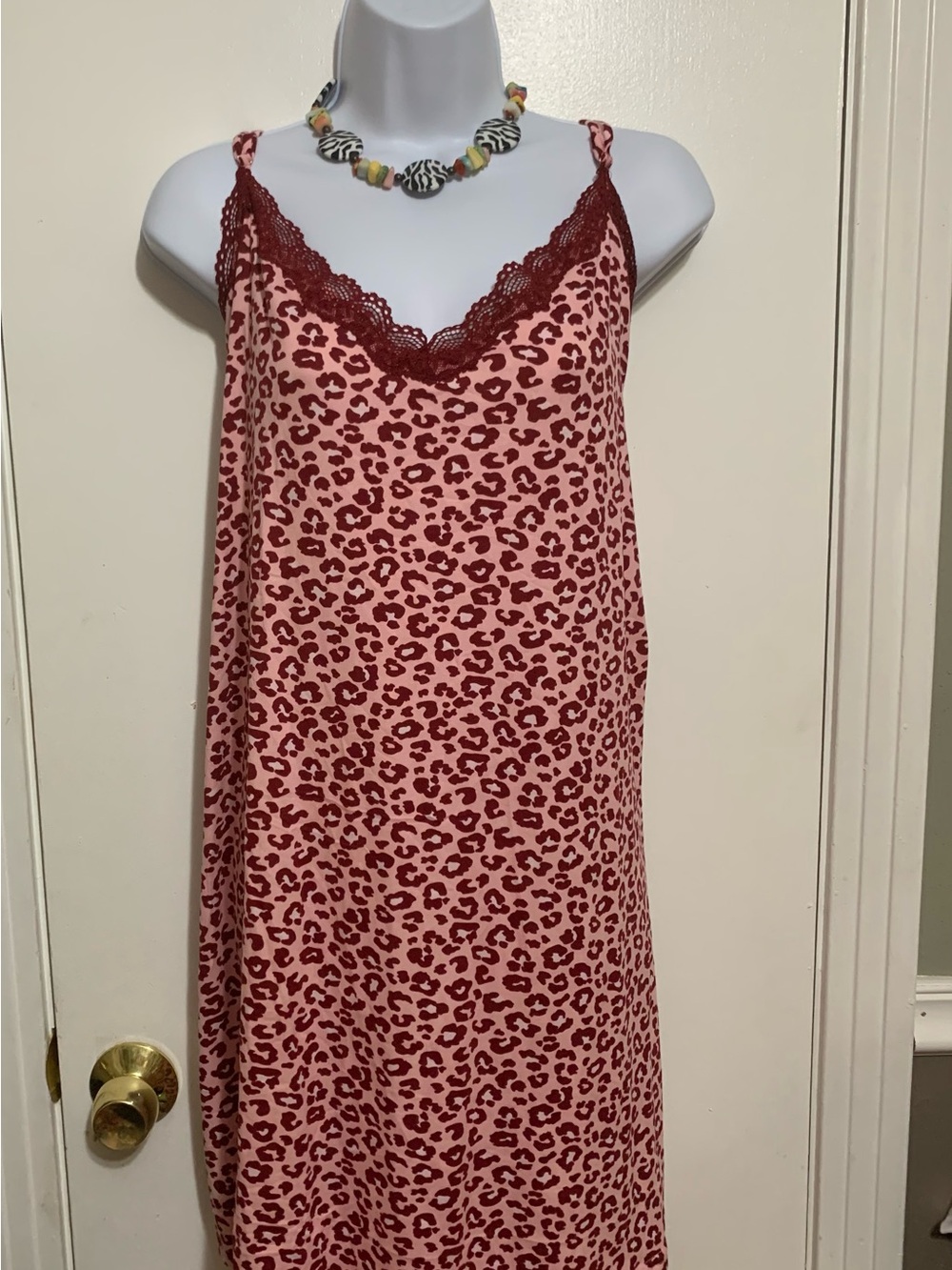 Thalia Sodi Y2K Pink Leopard Lace Slip Dress Plus Size 2X